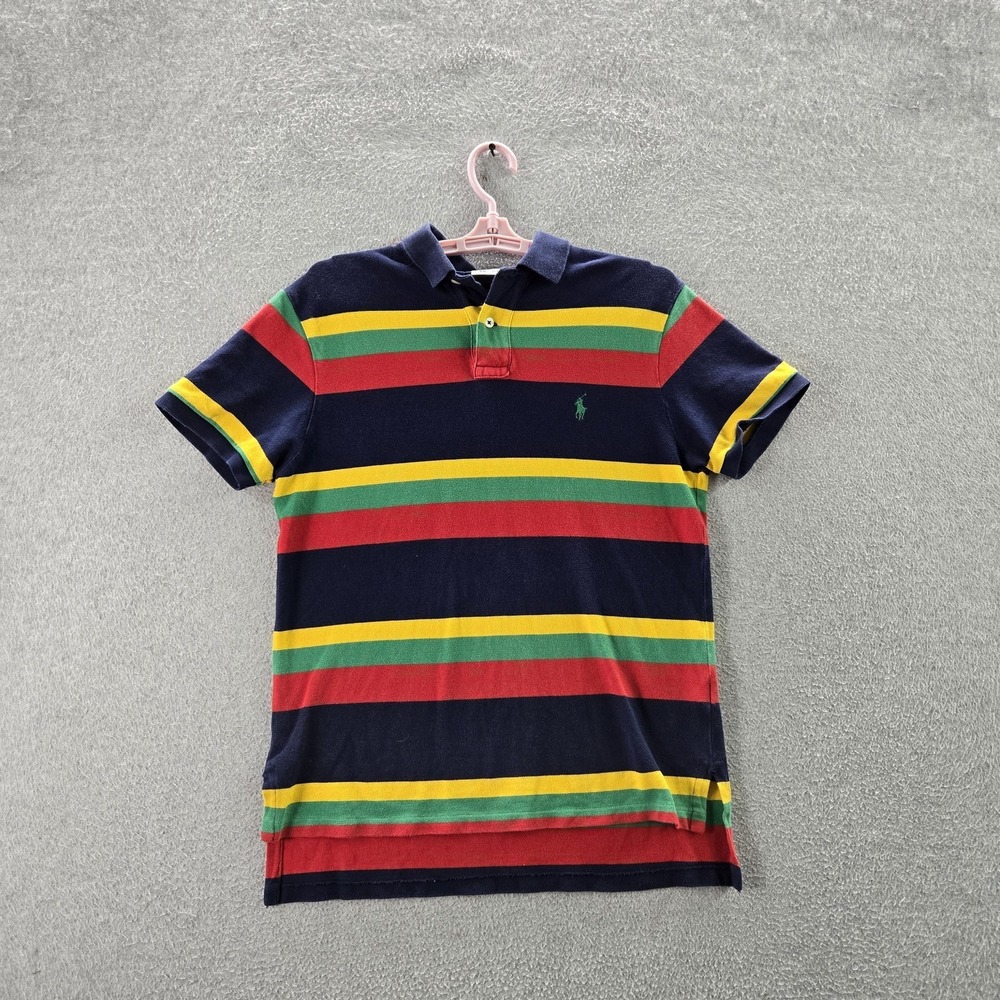Polo Ralph Lauren Men Polo M Navy Embroidered‎ Striped Rugby Logo Custom